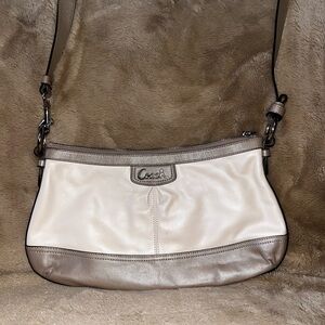 Coach Cream & Taupe Leather Shoulder Bag